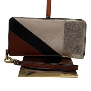 Fossil Emma Rfid Leather Colorblocked Smartphone Wristlet Wallet